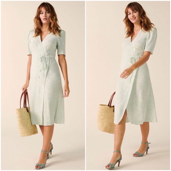 Rouje Paris Gabin Fleurette Menthol Wrap Dress - Picture 1 of 11